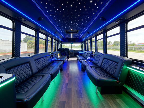 25 passenger party bus interior